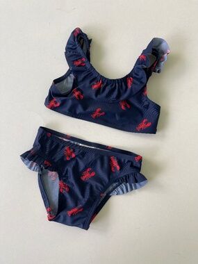 Old Navy 2 piece Bikini Ruffle Lobster Swimsuit Toddler girl 2T